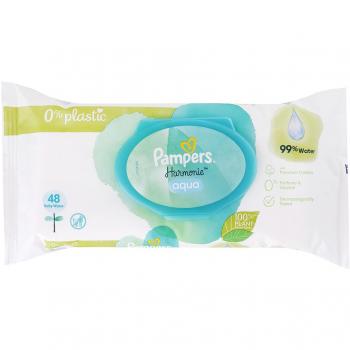 Pampers Aqua Harmony Baby Wipes - 48 Count, 0% Plastic