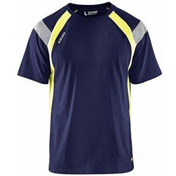 Blaklader High-Visibility T-Shirt, Navy/Yellow, Size L, Reflective Stripes, 100% Cotton