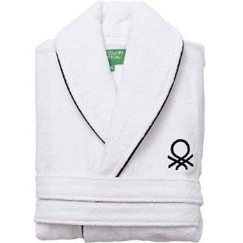 Benetton ALBORNOZ L/XL 360GSM 100% ALGODÓN BLANCO BLACK & WHITE