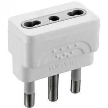 Adaptador único 2P + T 16A, compatible con tomas de 10/16A, color blanco opaco