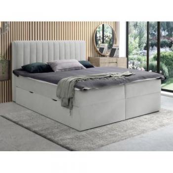 Juego Completo de Ropa de Cama Decorativa con Cabecero, Somieres con Cajón y Arcón, Colchón y Sobrecolchón - 160 x 200 cm - Tela Gris - ARAO de YSM