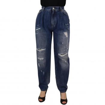 Dolce & Gabbana Blue Washed High Waist Loose Fit Pants - IT40|S, Female, Size: XS