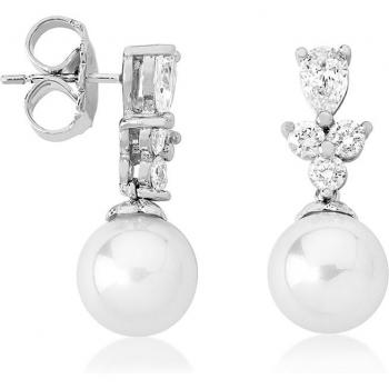 Pendientes Venus en plata con perla blanca de 10mm y circonitas