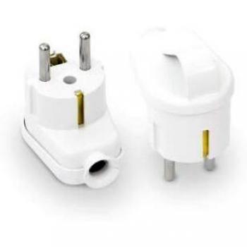 OEM Clavija Red Schuko Macho 4,8mm ACODADA 16A Blanco