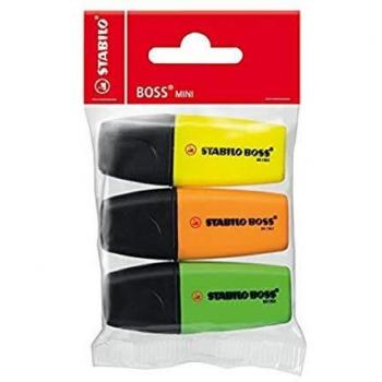 Marcador fluorescente STABILO BOSS MINI - Bolsa con 3 colores