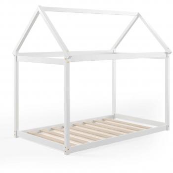 Wood-Frame House Bed for Kids - White