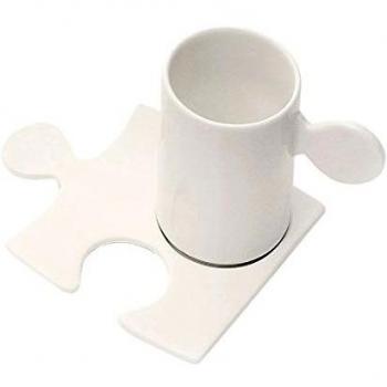 L'Abitare Línea Puzzle -Ttaza de café residencial, color blanco