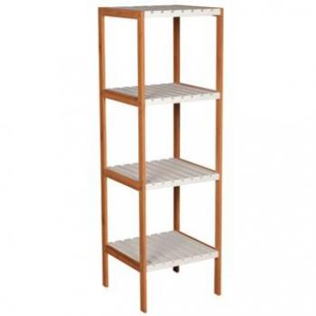 NON Estantería 4 Repisas Bambú-blanco 34 X 33 X 110 Cm - Estilo Nórdico