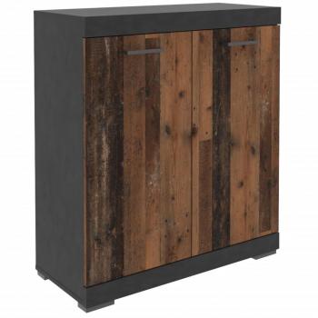 Aparador Calicosy 2 puertas con estante extraíble - 80 cm, Cómoda M&S con 2 puertas gris estilo antiguo - 80x34,9x89,9 cm FMD - Marrón