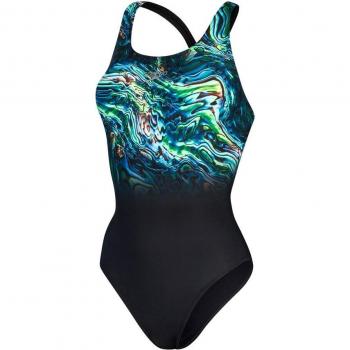 Bañador de mujer Speedo Placement Digital Powerback verde azul negro - 32