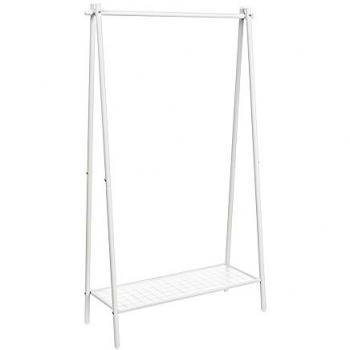 Perchero burro de acero blanco con estante, 33,5x92,5x153 cm, ideal para dormitorio y lavandería