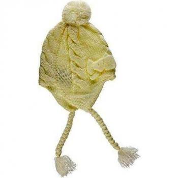 BIMBUS Cappello Peruviano Con Fiocco, Gorro Para Bebés, Panna 01, 3°