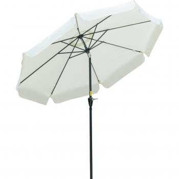 Outsunny Sombrilla de Jardín Inclinable con Ventilación y Manivela Beige Protección UV50+ Aluminio Ø266x250 cm