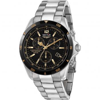 Sector 650 Men's Chronograph Watch - 45mm, Black Dial, Stainless Steel, 20ATM Water Resistance