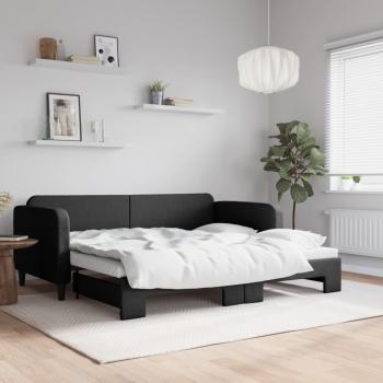 Sofá cama nido con cama extraíble de tela negra 90x200 cm