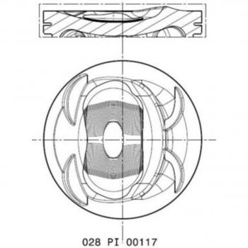 Pistón MAHLE 028 PI 00117 000 - Pistón de automóvil, diseñado para motores de combustión interna, fabricado por MAHLE, modelo 028 PI 00117 000, con características de alta resistencia
