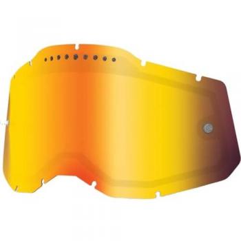Lentes Recambio 100% Doble Ventilada para Gafas MX Accuri 2/Racecraft 2/Strata 2, Color Rojo, Talla Única