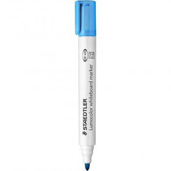 Staedtler Lumocolor 351 Rotulador para Pizarra Blanca, Punta Cónica, Trazo 2mm, con Capuchón y Clip, Color Azul Claro - Pack de 10 Unidades