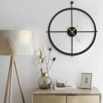 Reloj de Pared de Hierro Dorado 52 cm Moderno Analógico Decorativo Casa Color Dorado y Negro