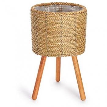Paco Home Maceta Sobretiesto Grande Jardinera Interior Tiesto Juego Cesto Madera Trenzada Naturaleza, 2pcs Set / Diseño 10