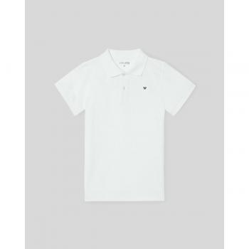 Silbon - Polo de niño clásico de algodón en color blanco con diseño de miniraqueta para un look elegante y deportivo.