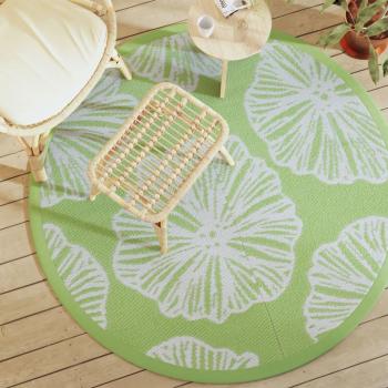 Alfombra de exterior PP Ø160 cm Color Hoja Verde con patrón de hoja verde