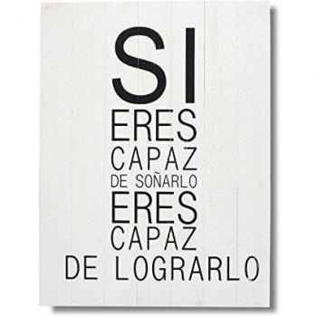Cuadro de Madera Impreso CAPAZ DE SOÑARLO 45x60-Blanco y negro-Unica