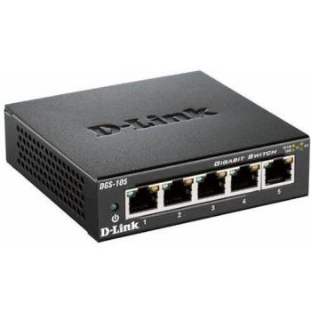 D-Link DGS-105 5-Port Gigabit Unmanaged Metal Desktop Switch (Black)