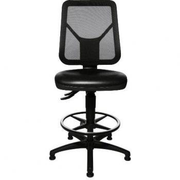 Silla Operativa Giratoria Topstar TEC 80 C con Deslizadores de Suelo y Reposapiés de Espuma de Poliuretano Negra, Altura Ajustable 590-840 mm