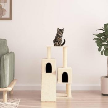 Árbol rascador para gatos color crema con postes de sisal 82 cm