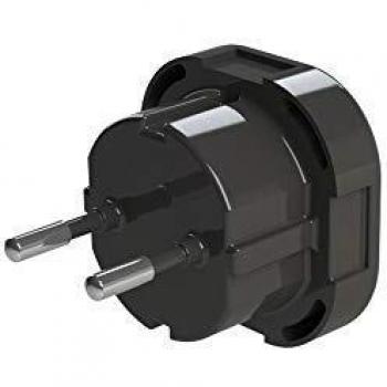 EMUCA - Adaptador a Enchufe Europeo, Adaptador de Viaje Enchufe inglés a Enchufe Europeo, Negro, 1 ud