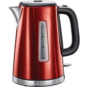 Russell Hobbs Hervidor de Agua Eléctrico Luna Solar Red - 1,7 litros, 2400 W, Filtro Extraíble, Zona de Ebullición Rápida, Base de 360°, Indicador Nivel de Agua, Acero Inoxidable, Rojo - 23210-70