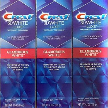 CREST 3D WHITE LUXE GLAMOROUS WHITE TOOTHPASTE 3 PACK REMOVES 90% OF SURFACE STAINS