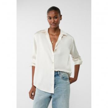 Ecru Satin Collared Shirt S