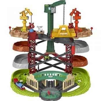 Fisher-Price Thomas and Friends Multi-Level Train Set with Thomas and Percy Trains Plus Harold and 3