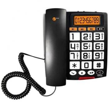 Topcom TS-6651 Teléfono con teclas grandes, pantalla LCD extra grande, manos libres, 3 números de memoria directa