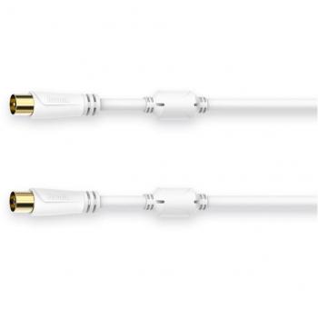 Cable de antena - Hama 00205245, 0.75 m, Triple Blindaje, Chapado en oro, Coaxial, Blanco