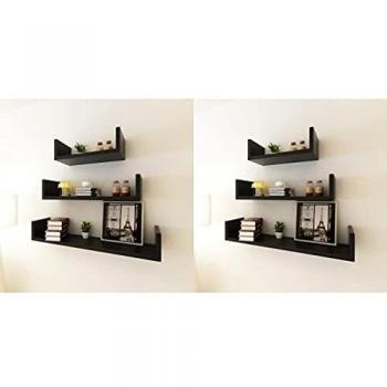 Sonata 6-Piece Black Wall Shelf Set