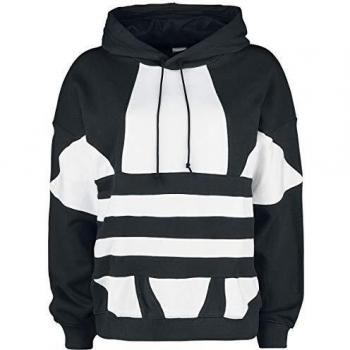 adidas Lrg Logo Hoodie Sudadera, Mujer, Black/White, 40