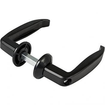 Amig - Juego de Manillas Negras con Base de Aluminio sin Placa Ideal para Puertas de Paso y Entrada de Interior y Exterior, Medidas Manija 105 x 40 mm, Grosor Máximo de la Puerta 45-55 mm, Negro