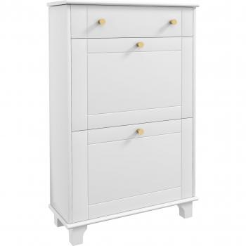 Zapatero Blanco con 2 Puertas Abatibles y 1 Cajón