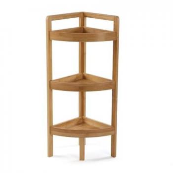 Columna de baño auxiliar Karlstad de bambú con 3 estantes, medidas 85x29x29 cm, color marrón