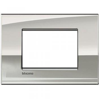 Placa Bticino Livinglight AIR 3 Módulos Color Palladio Brillante LNC4803PL