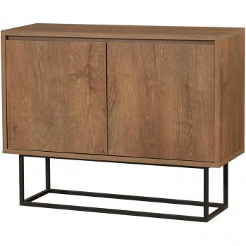 Consola Multiusos Dmora 90x36h72 cm Efecto Madera Nogal y Negro