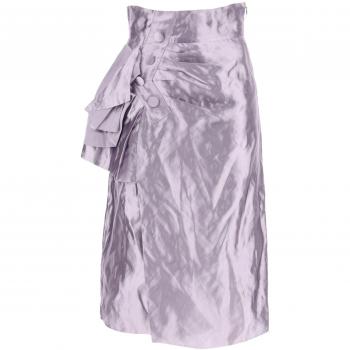 Metallic Satin Dark Lilac Midi Wrap Skirt - Maison Margiela, Sizes S, XS, 2XS