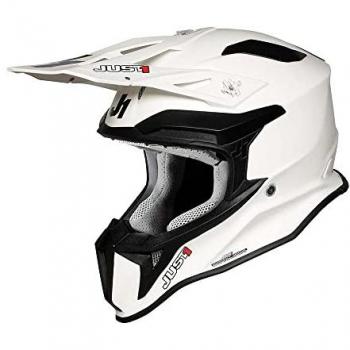 Just1 Casco de Cross J18 Solid Blanco - Casco de motocross, color blanco, modelo J18, diseño sólido