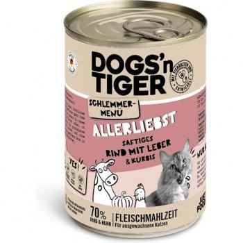 Dogs'n Tiger menú gourmet 12 x 400 g - Pack Ahorro - Vacuno con hígado