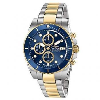 Sector 450 Men's Chronograph Watch - Blue Gold Dial, Stainless Steel, 43mm, 100M Water Resistance