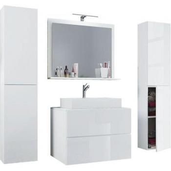Conjunto de Muebles de Baño Lendas XL 5 Piezas Blanco 80 cm con Espejo y Almacenamiento