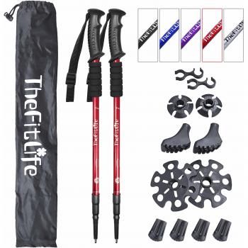 TheFitLife Los Bastones De Senderismo - Bastones Telescópicos Plegables, 2 Packs Ultraligeros. Bastones Extendibles para Camping, Montañismo, Viajes y Senderismo.